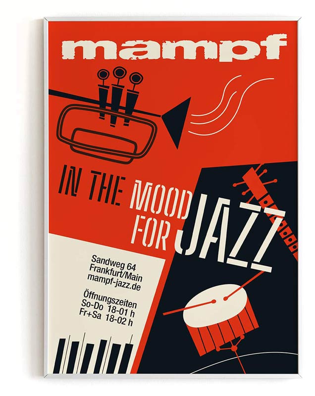 Arbeitsbeispiel Poster für das Jazzlokal mampf