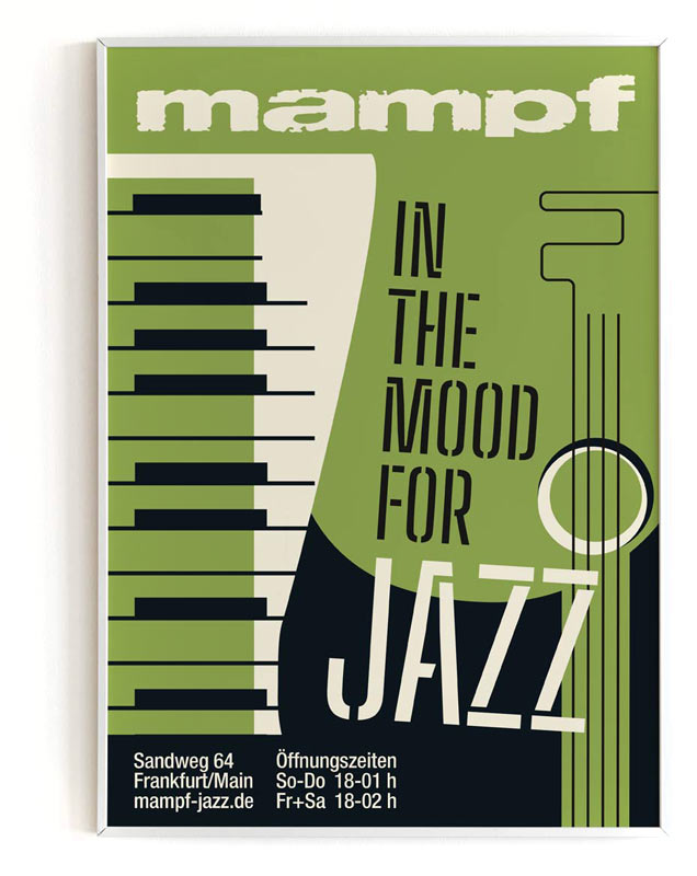 Arbeitsbeispiel Poster für das Jazzlokal mampf